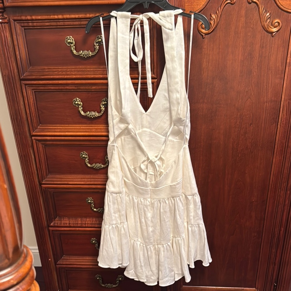Zimmermann Cream Ruched Ruffled Halter Dress - Picture 2 of 6
